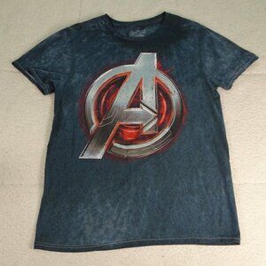 Avengers Black Distress Faded Logo T-Shirt Small